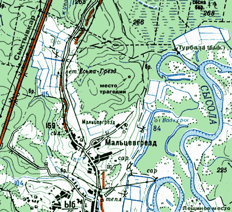 Топографическая карта Ыба (Коми, Сыктывдинский район)