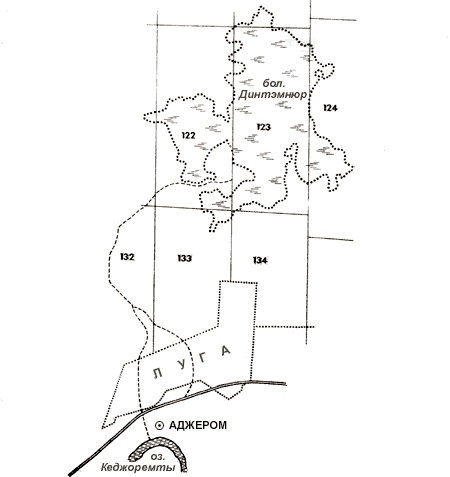 Карта ягодных мест в районе поселка Аджером, Республики Коми