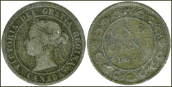 Канадский 1 цент 1859 года