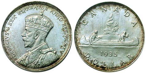 1 канадский доллар 1935 года