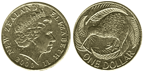 1 новозеландский доллар «киви» 2000 года